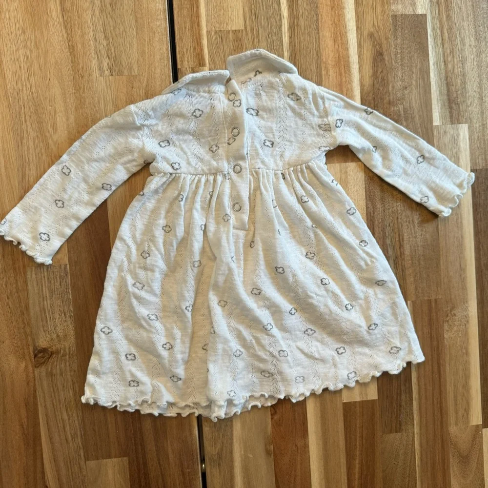 Kate Quinn Baby Girls Organic Cotton Cloud Pointelle Peter Pan Collar Dress 3-6M
